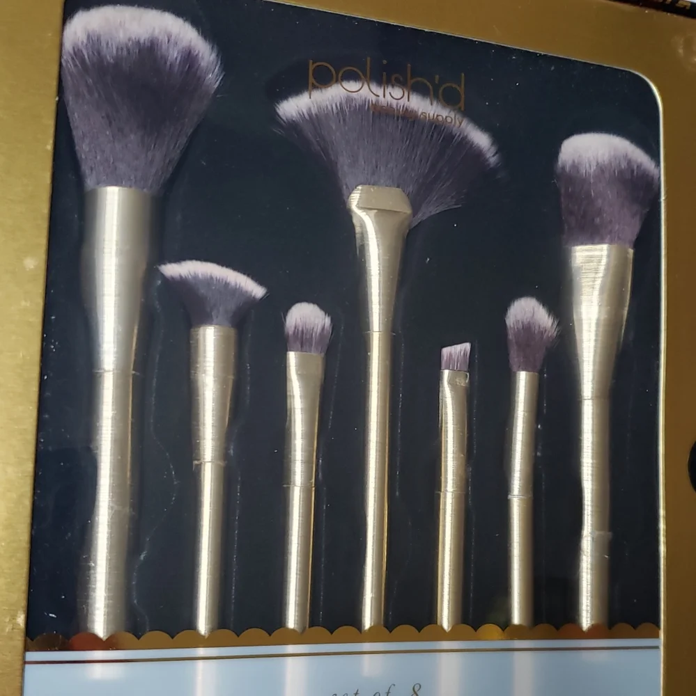 Polish'd Set of 8 Brush Collection & Glamour Case NWT